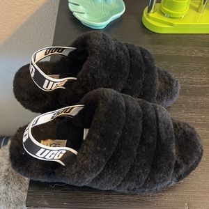 Fluff Yeah Slide black ugg slippers womens size 8